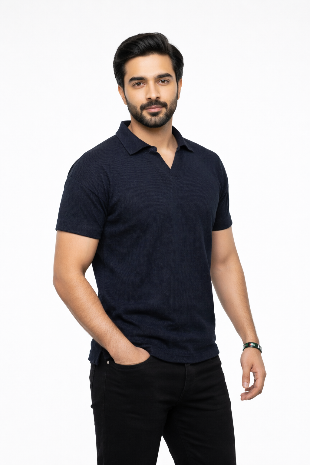 Black Knitted Polo