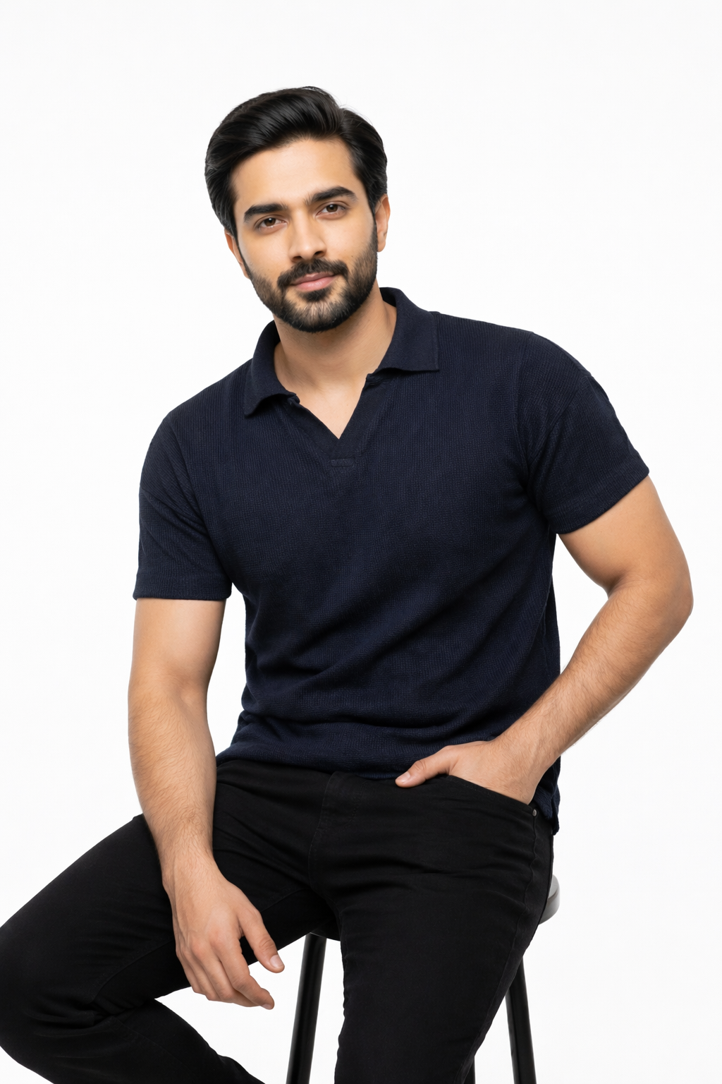 Black Knitted Polo