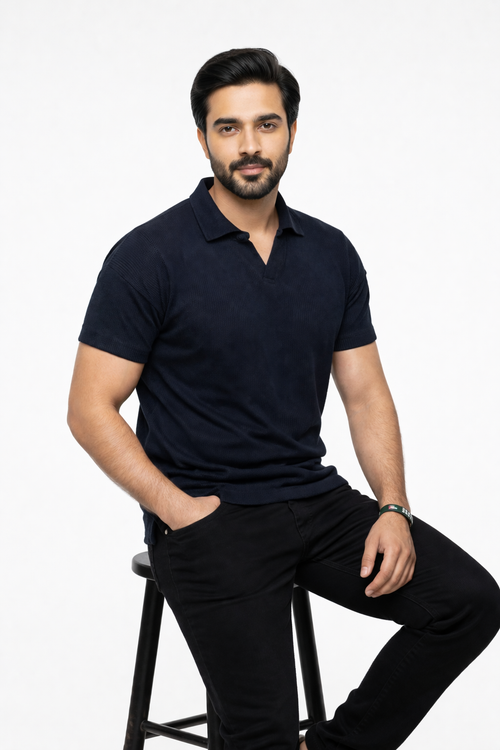 Black Knitted Polo