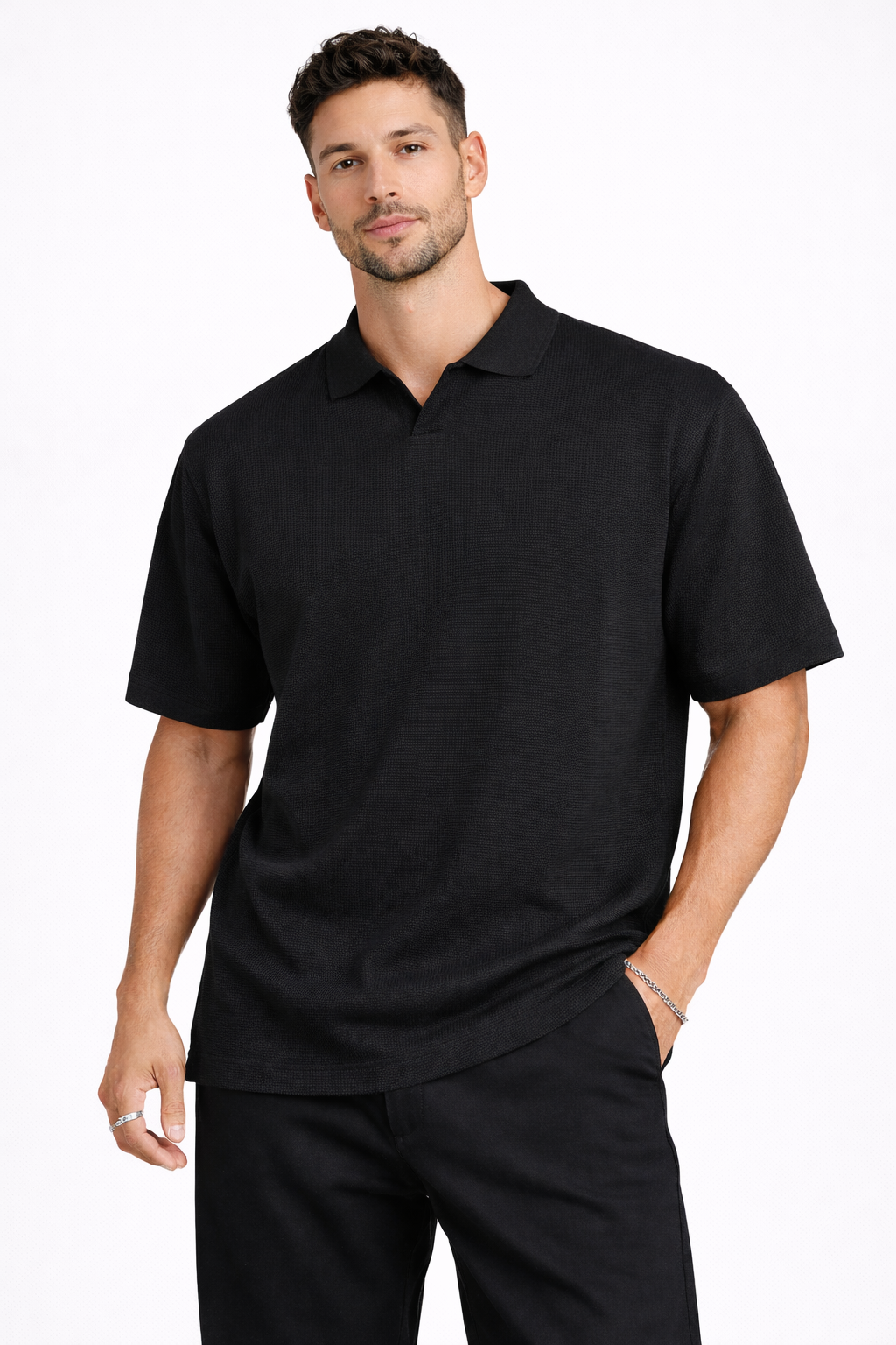 Black Knitted Polo