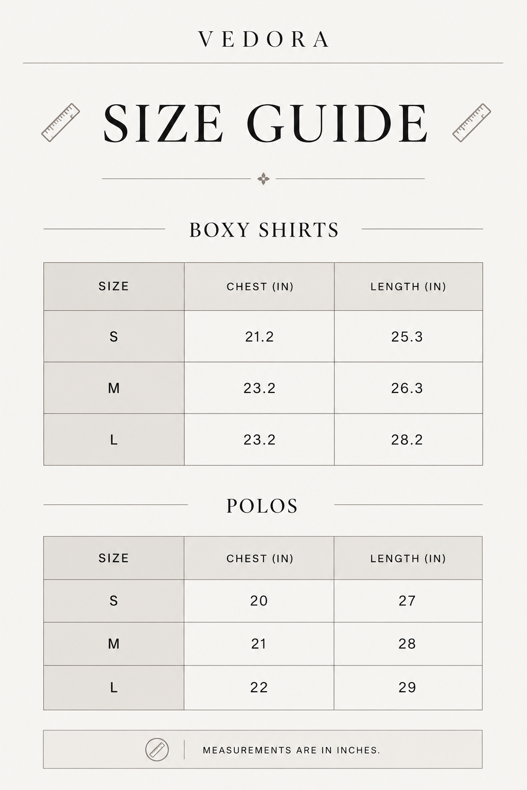 Size guide chart